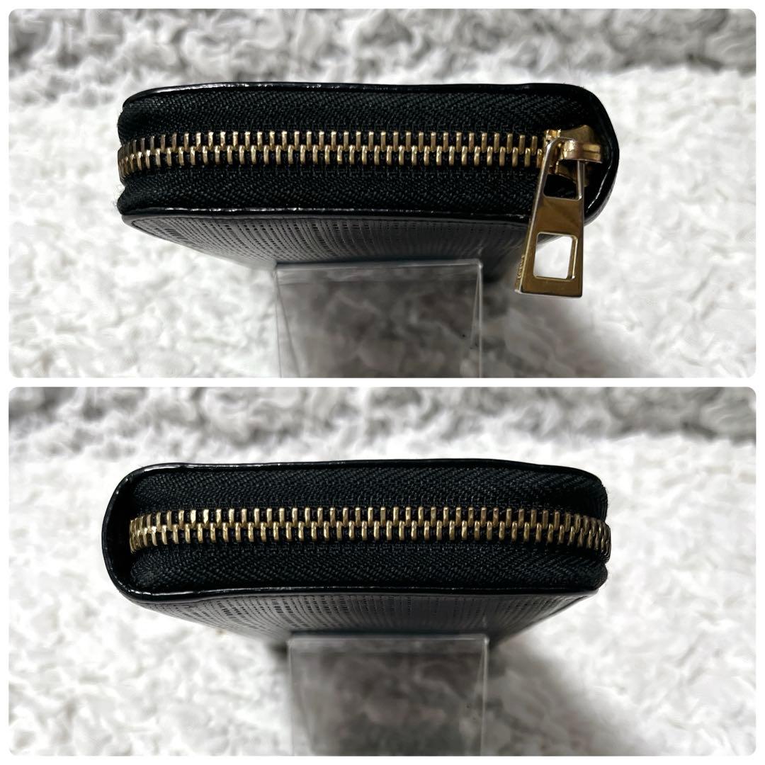 ロエベ　ラウンドファスナー　アナグラム　レザー　長財布 エンボス加工　レザー　黒