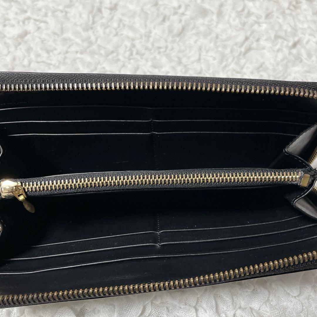 ロエベ　ラウンドファスナー　アナグラム　レザー　長財布 エンボス加工　レザー　黒