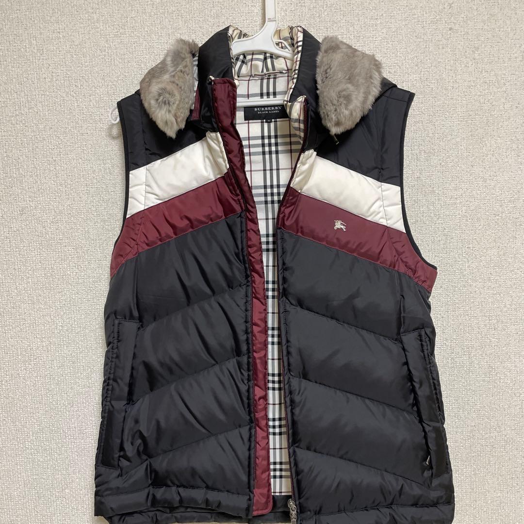 美品 バーバリーブラックレーベル BIGホース刺繍 ノバチェック ダウンベスト