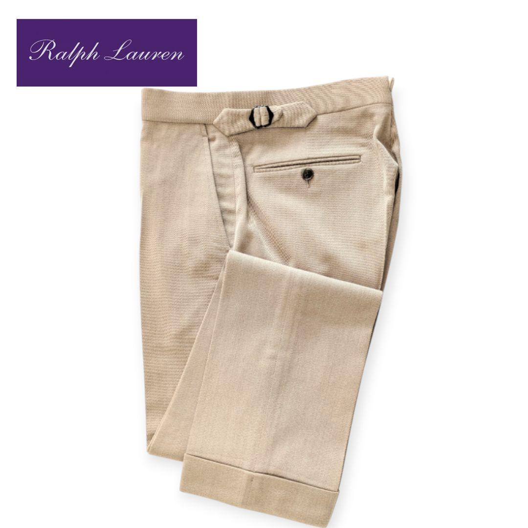 RALPH LAUREN PURPLE LABEL ベージュウールスラックス