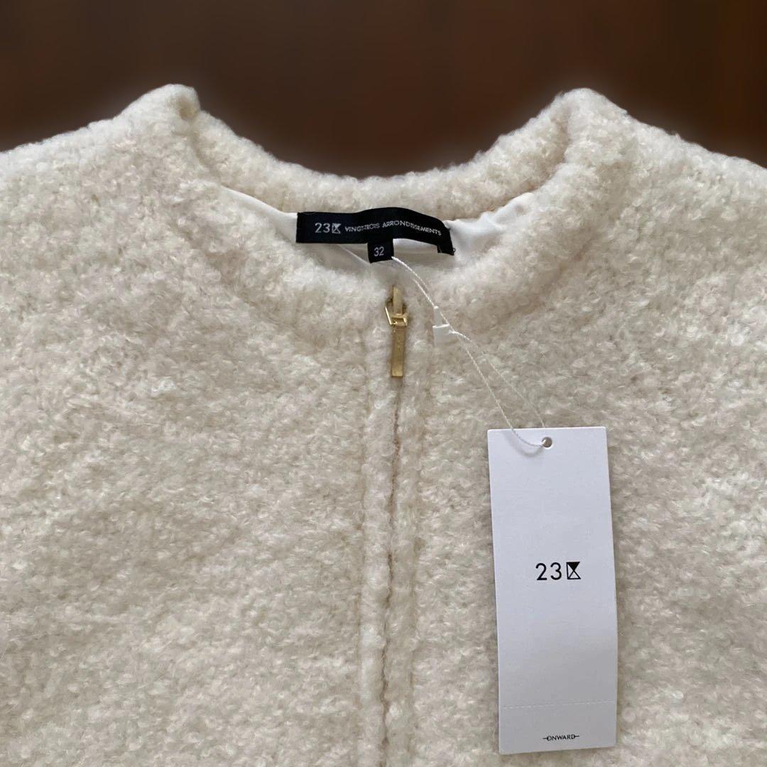 新品タグ付き23区 (洗える)ブークレニット ブルゾン32