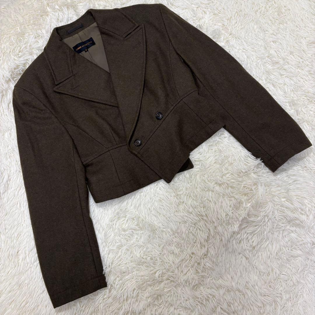 コムデギャルソン　短丈　テーラードジャケット　ダブル　カーキ　M 日本製