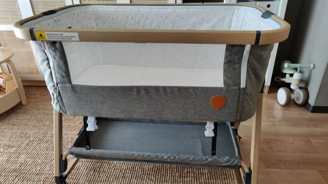 ベビーベッド グレー キャスター付きHZDMJ