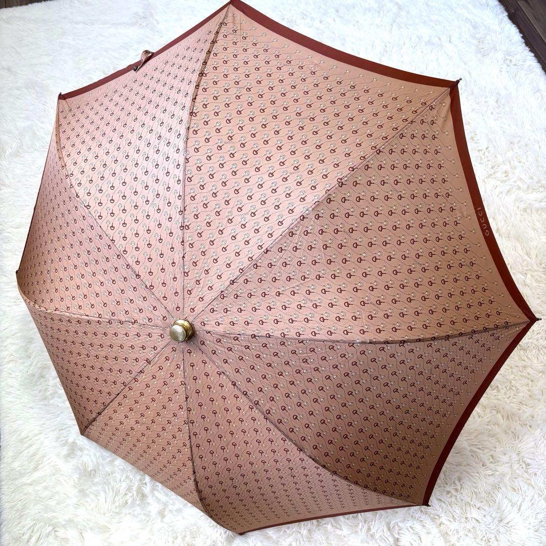 【美品】GUCCI グッチ　ホースビット　ゴールド金具　長傘　高級　ヴィンテージ