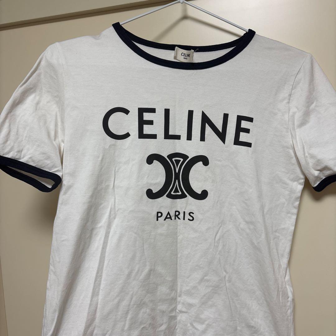 CELINE ロゴ Tシャツ XS ホワイト