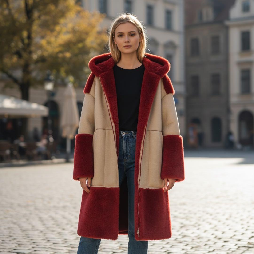 アズノゥアズオオラカ/ムートンロングコート/ファー/リバーシブル/フード/近年