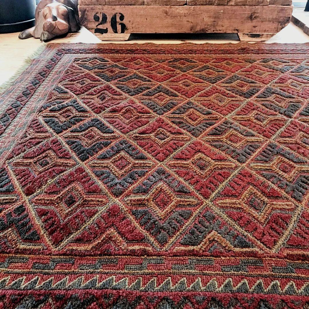 ※【牛丼マニア】L183cm マシュワニ ヴィンテージラグ　トライバルラグ