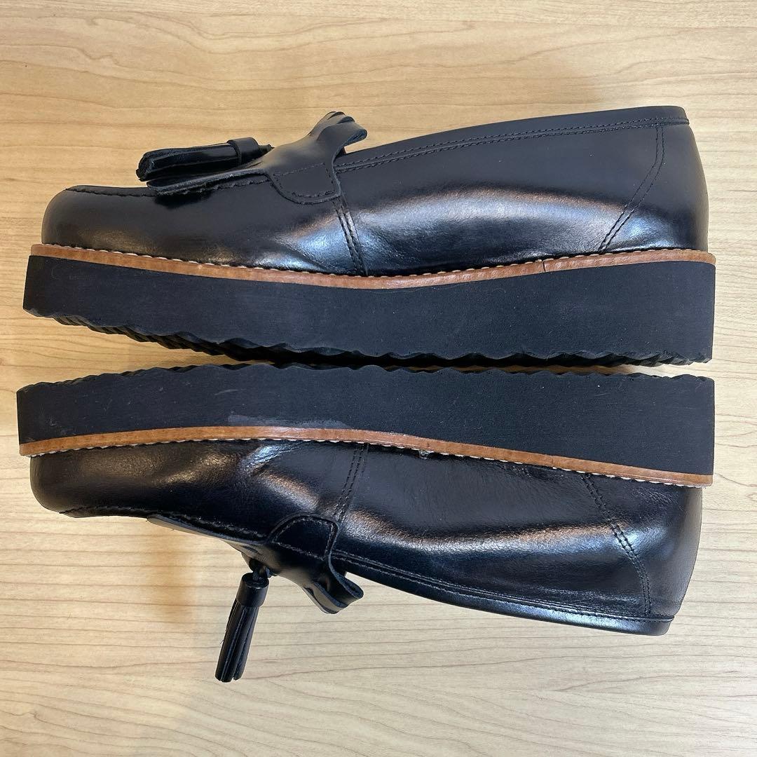 【美品】ボントレ 厚底 タッセル ローファー レザー ブラック 本革 37