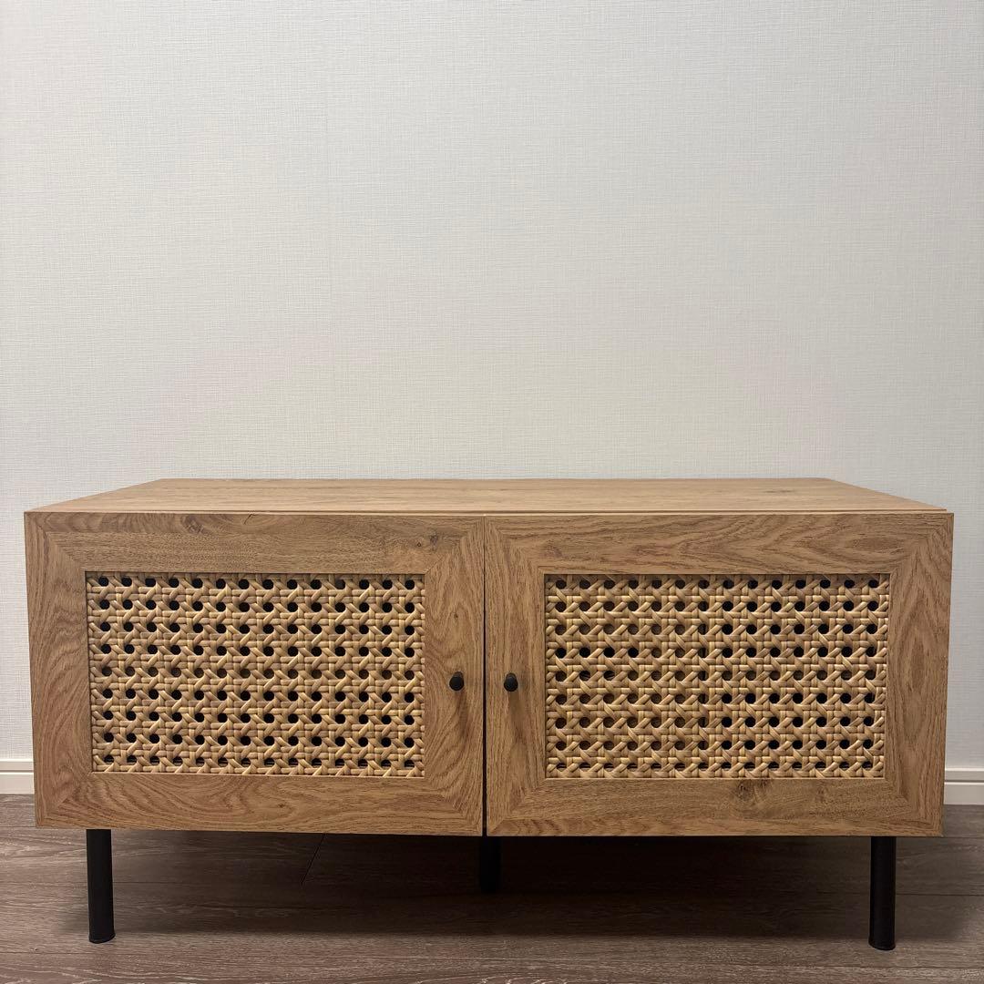 LOWYAラタン調テレビ台 2段収納タイプ [幅90]