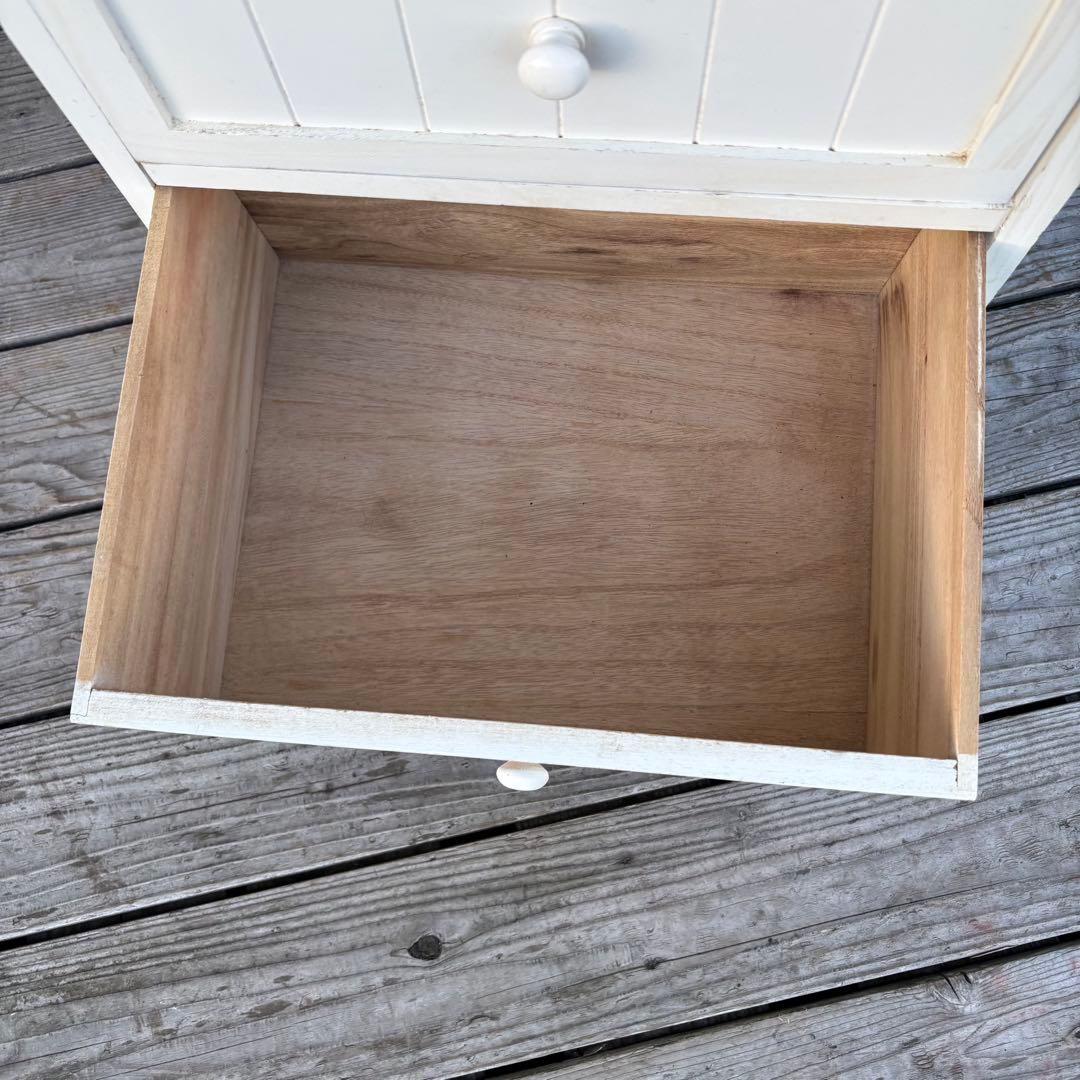 北欧レトロ カントリー家具 木製チェスト 4段 収納家具 ホワイト アンティーク