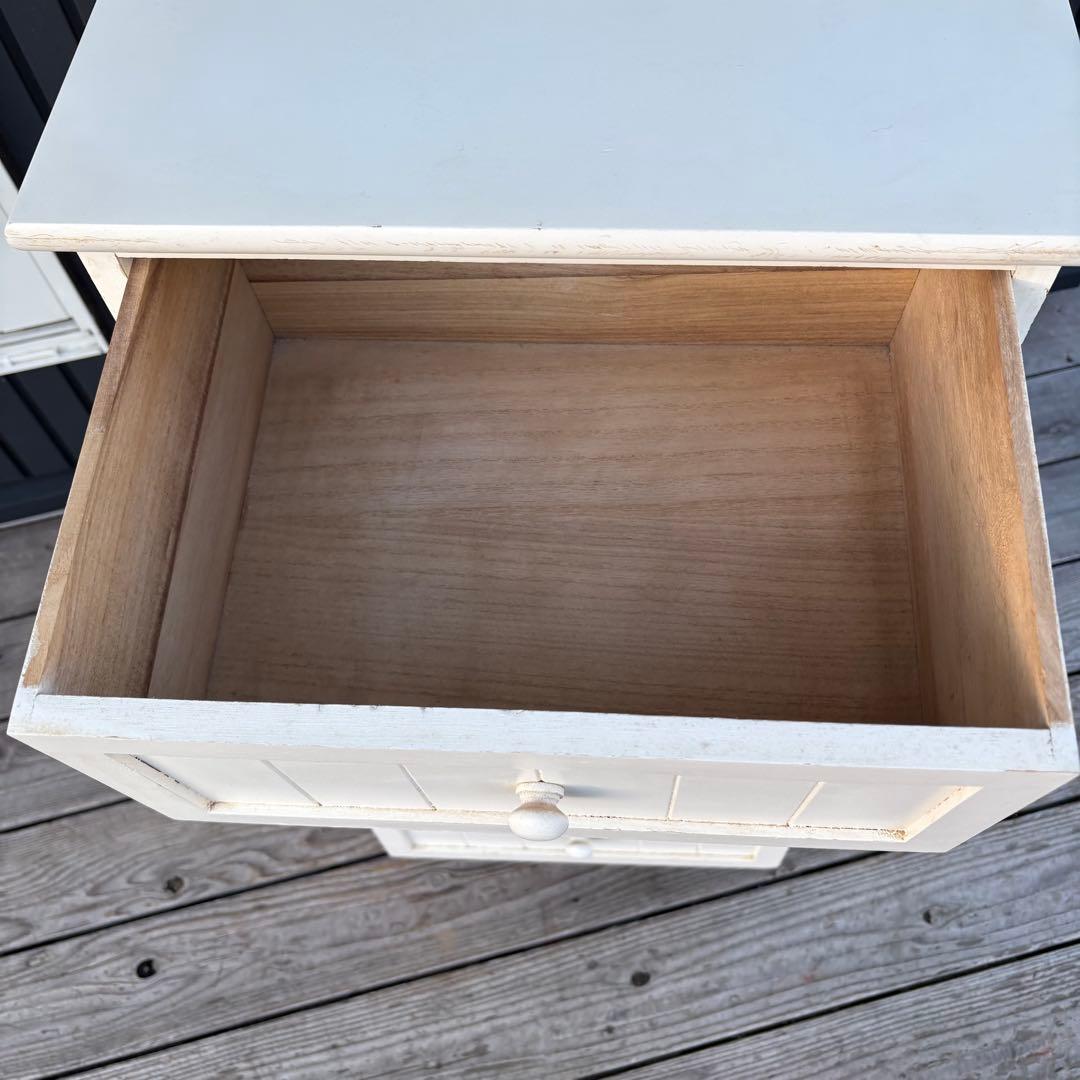 北欧レトロ カントリー家具 木製チェスト 4段 収納家具 ホワイト アンティーク