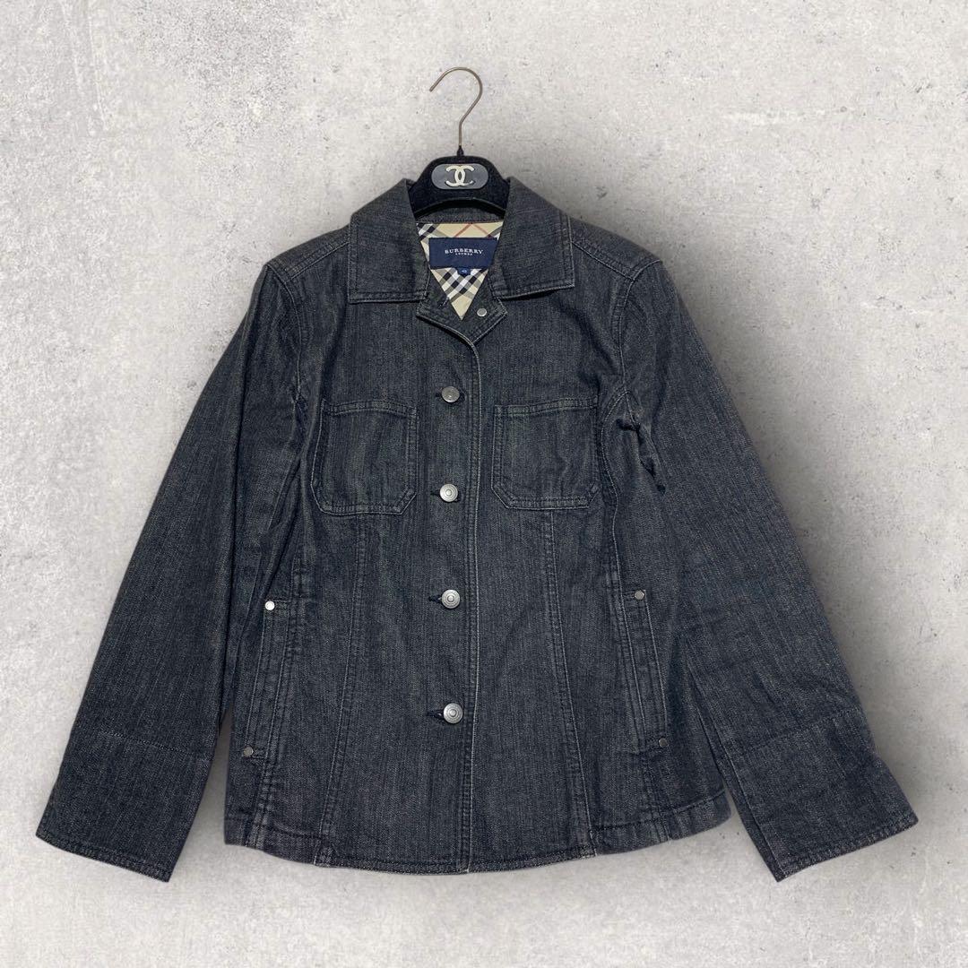 【美品　極希少XL！】バーバリーロンドン　デニムジャケット　ノバチェック　灰色