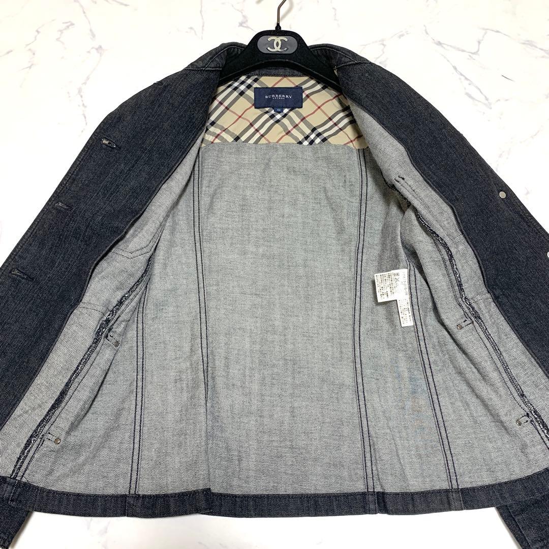 【美品　極希少XL！】バーバリーロンドン　デニムジャケット　ノバチェック　灰色