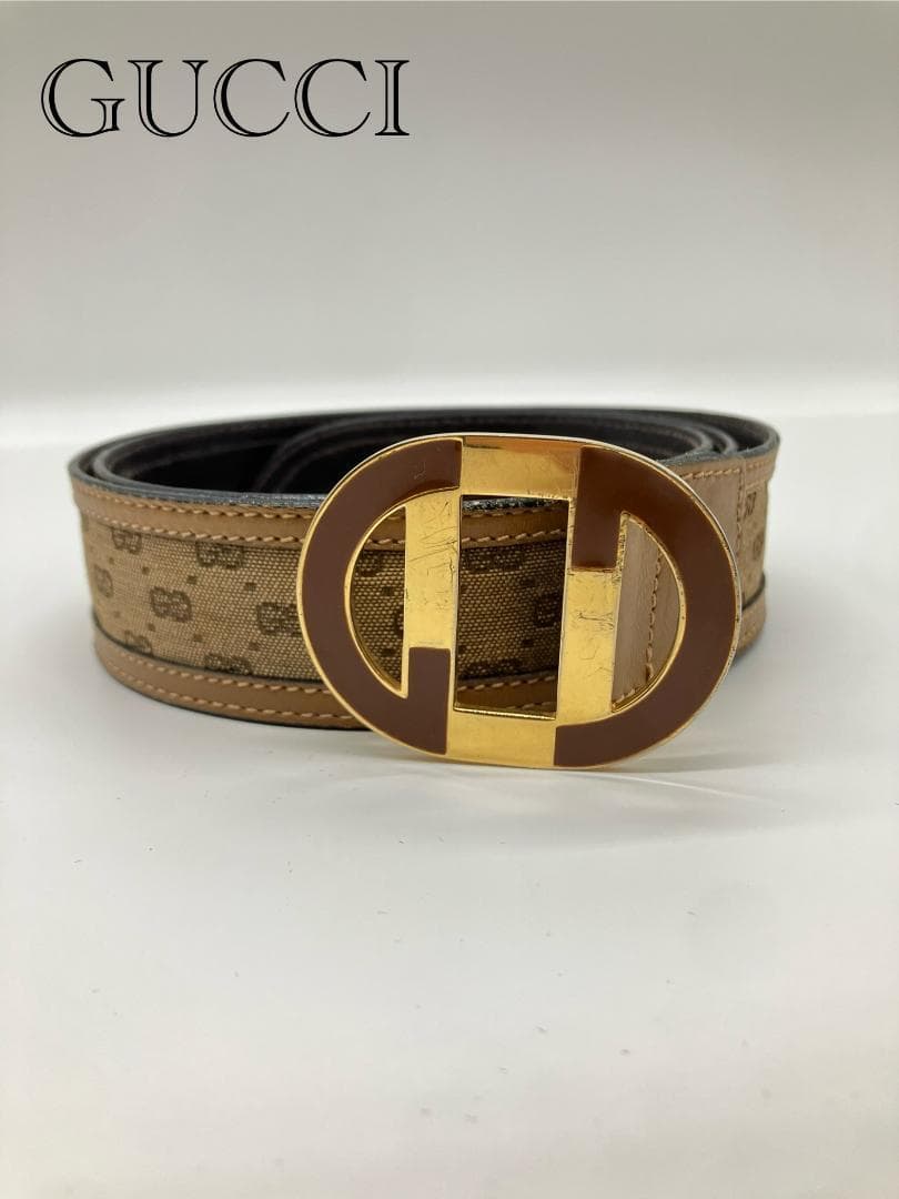 GUCCI ヴィンテージ マイクログッチシマ キャンバス ゴールド金具 ベルト