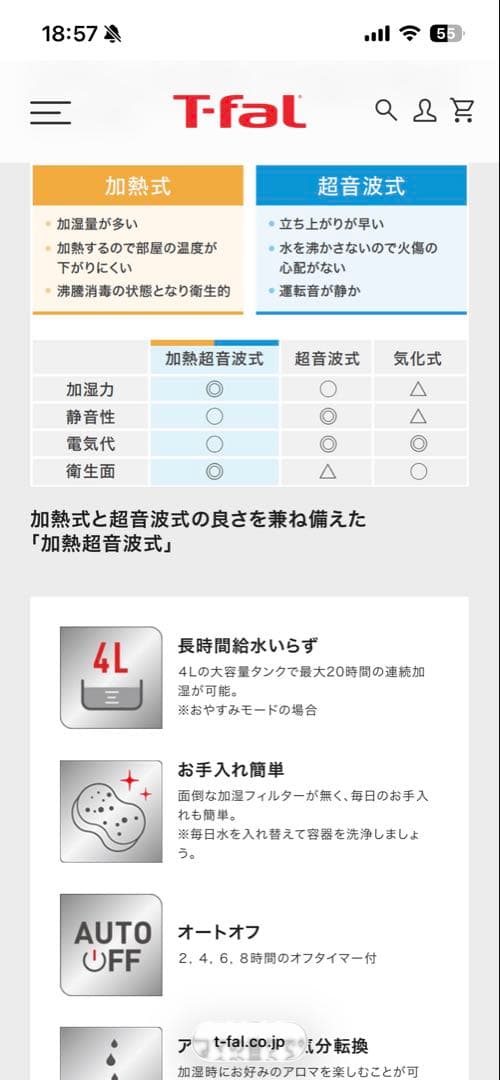 使用半日のみ　T-fal スピード加湿器 400mL/h