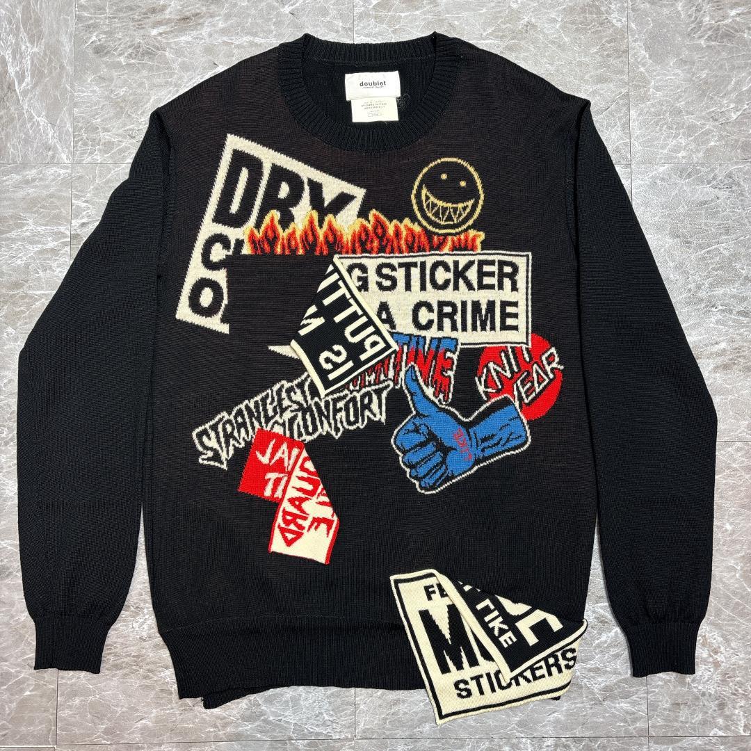 トップス doublet Stickers Pattern Jacquard Knit M