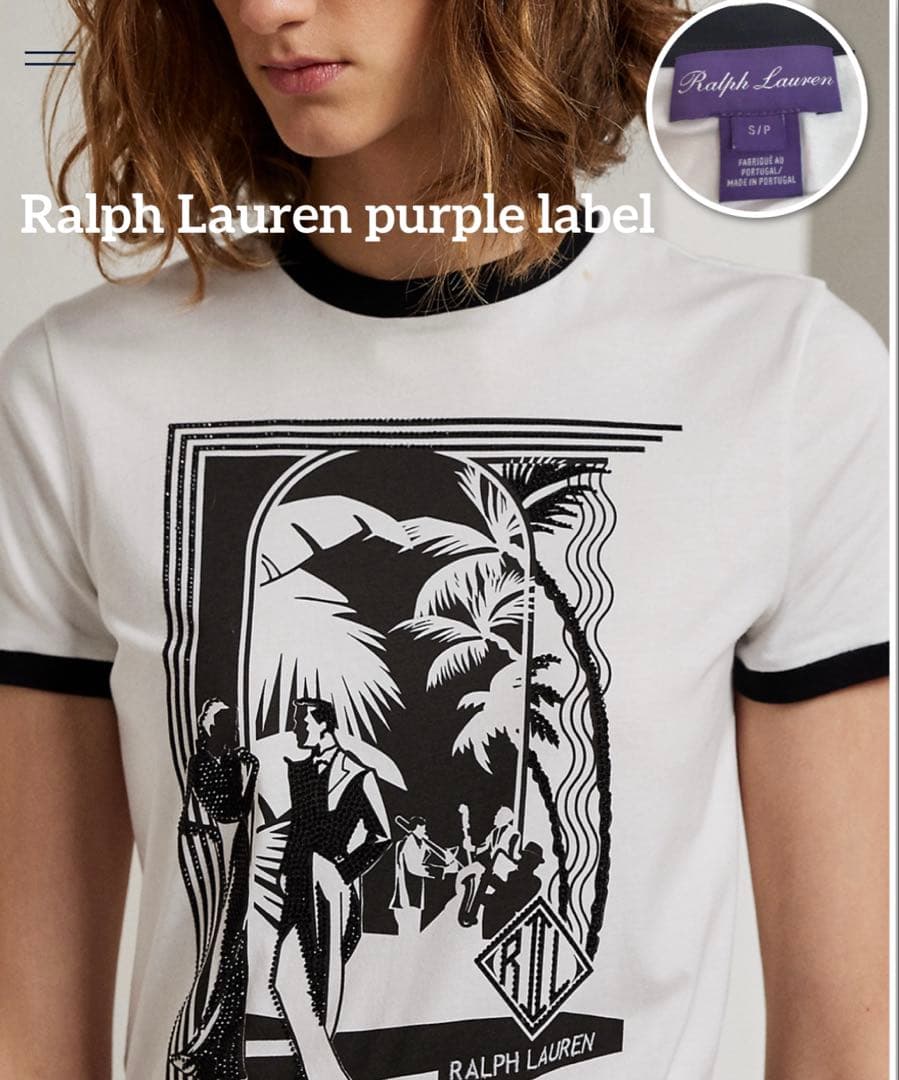 美品꧁ラルフローレン꧂エンベリッシュド ジャズ クラブ ジャージー Tシャツ