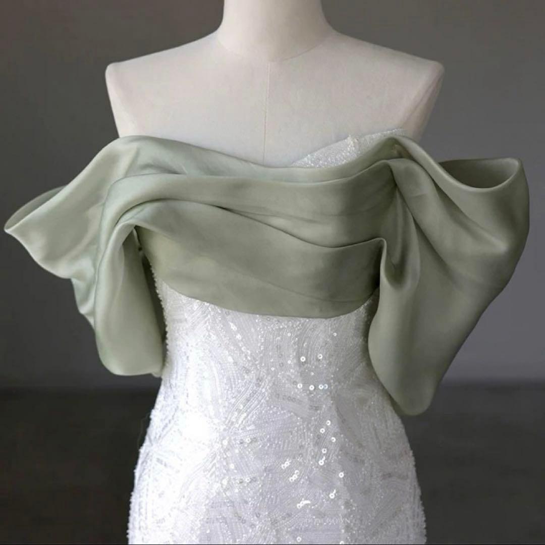 バイカラーがオシャレなスパンコールロングイブニングドレス