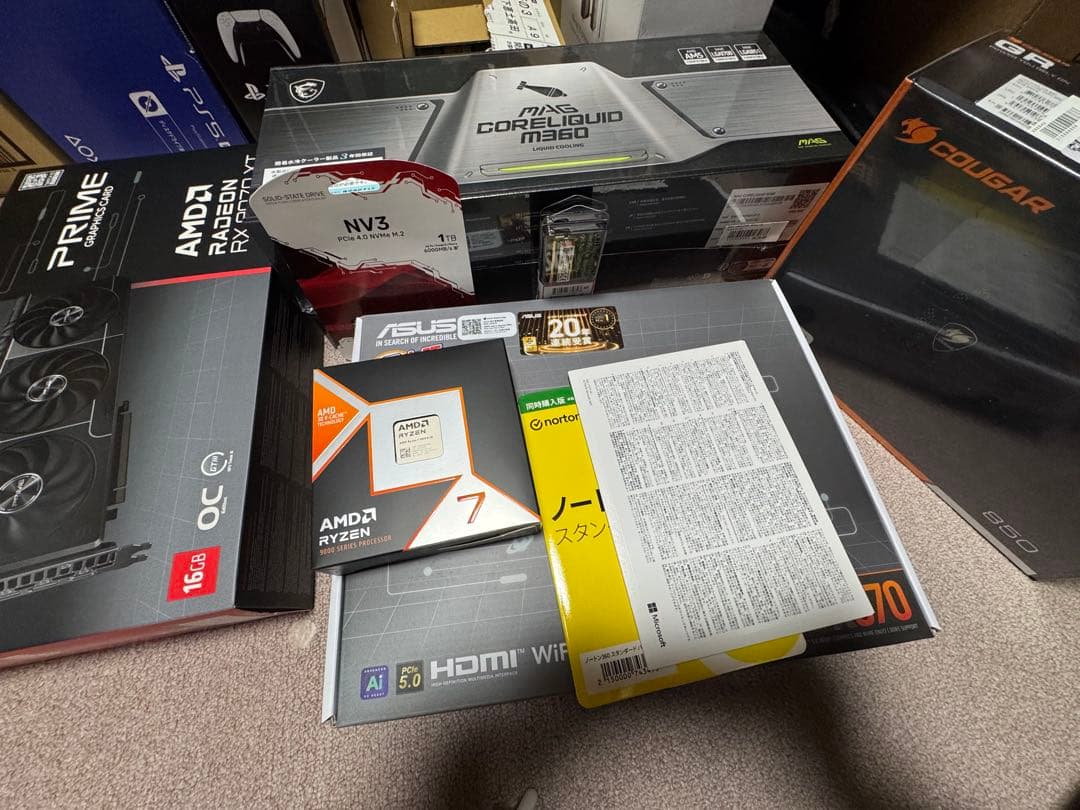 Ryzen7 9800X3D RTX9070XT ゲーミングPC パーツセット