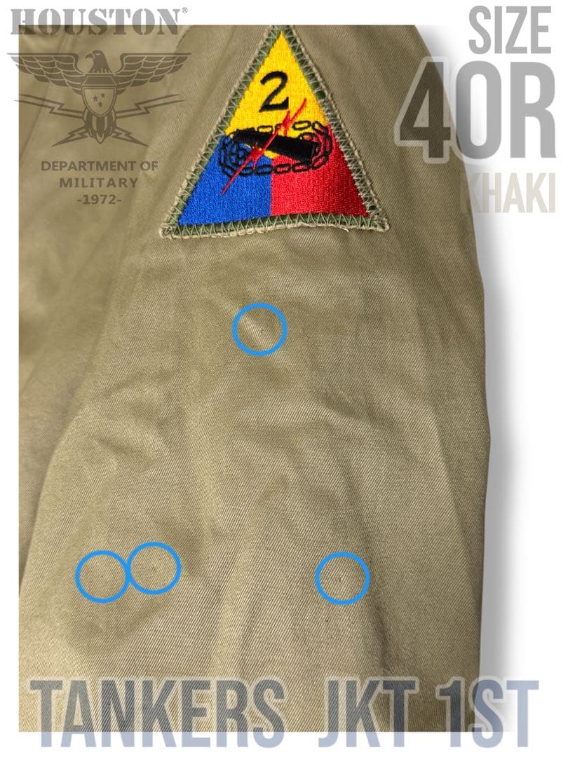 ヒューストン タンカースジャケット 初期型レプリカ カーキ サイズ40R