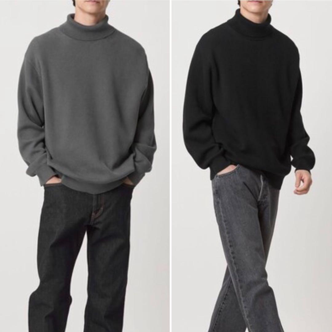 極美品◎グリーンレーベルリラクシング コットンタートルネック2枚セット M 綿