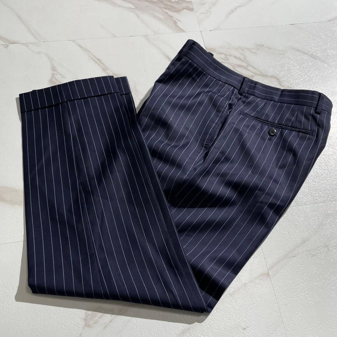 極美品✨ ビームスエフ スーツ セットアップ ネイビー ストラップ M相当 紺色