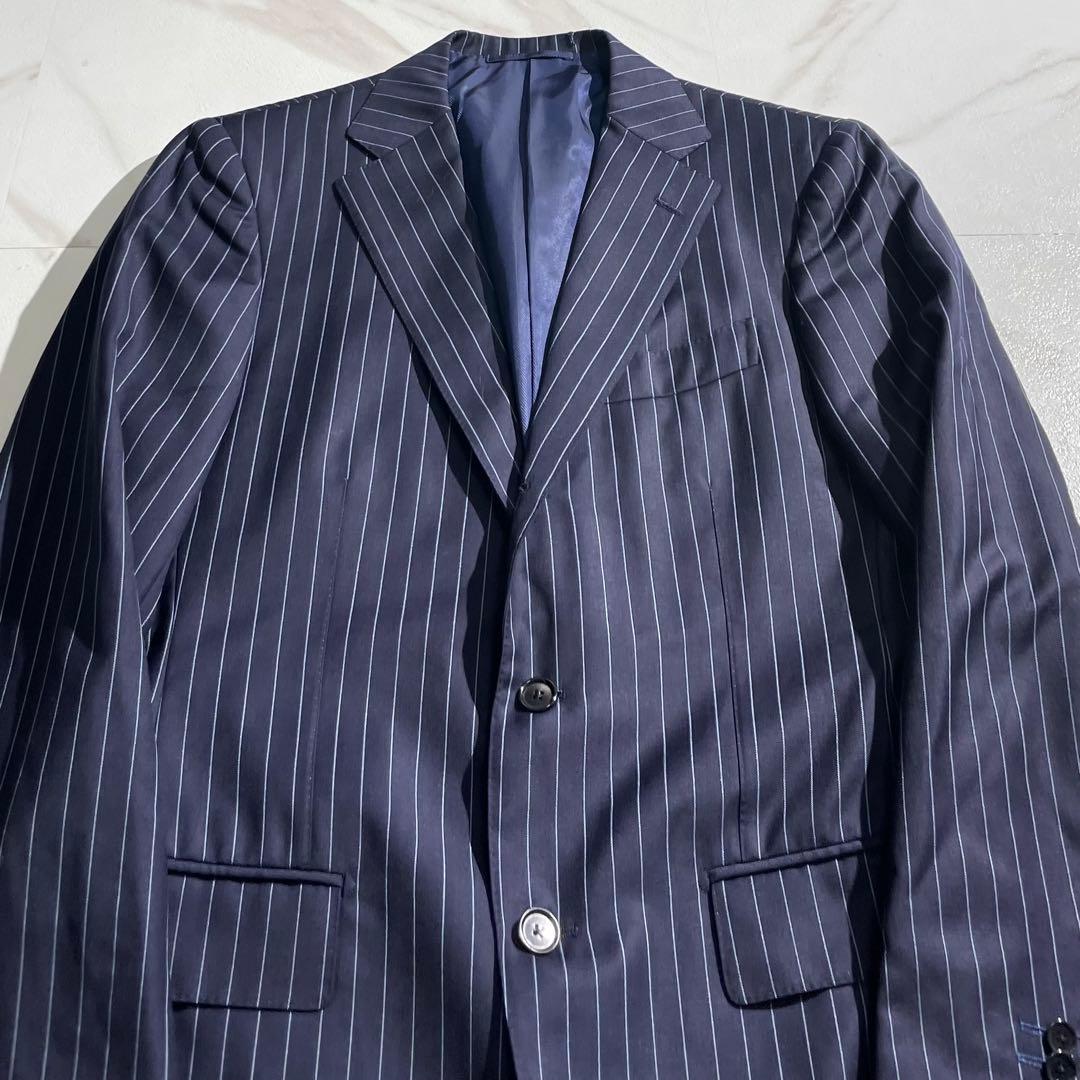 極美品✨ ビームスエフ スーツ セットアップ ネイビー ストラップ M相当 紺色