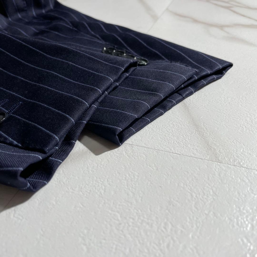 極美品✨ ビームスエフ スーツ セットアップ ネイビー ストラップ M相当 紺色