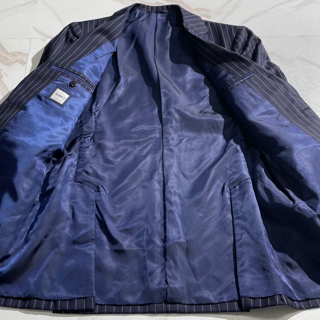 極美品✨ ビームスエフ スーツ セットアップ ネイビー ストラップ M相当 紺色