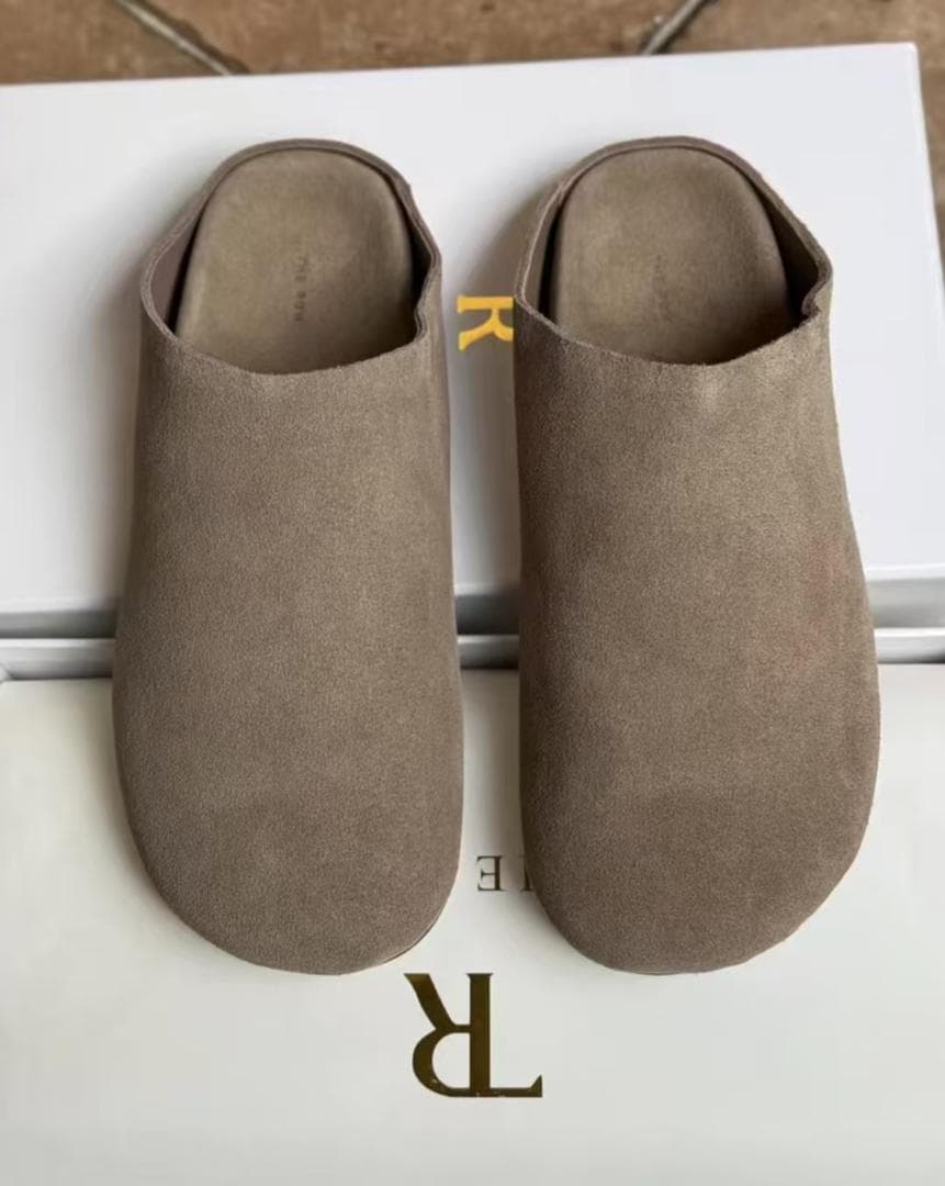 ★The Row★ベージュ スエード クロッグサンダル 38