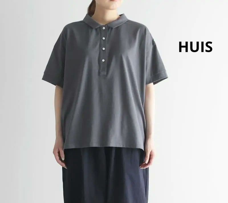 HUIS 　SUVIN COTTON半袖ポロカットソー