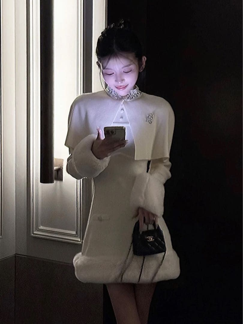 Darich ビジューケープニットミニワンピース FL