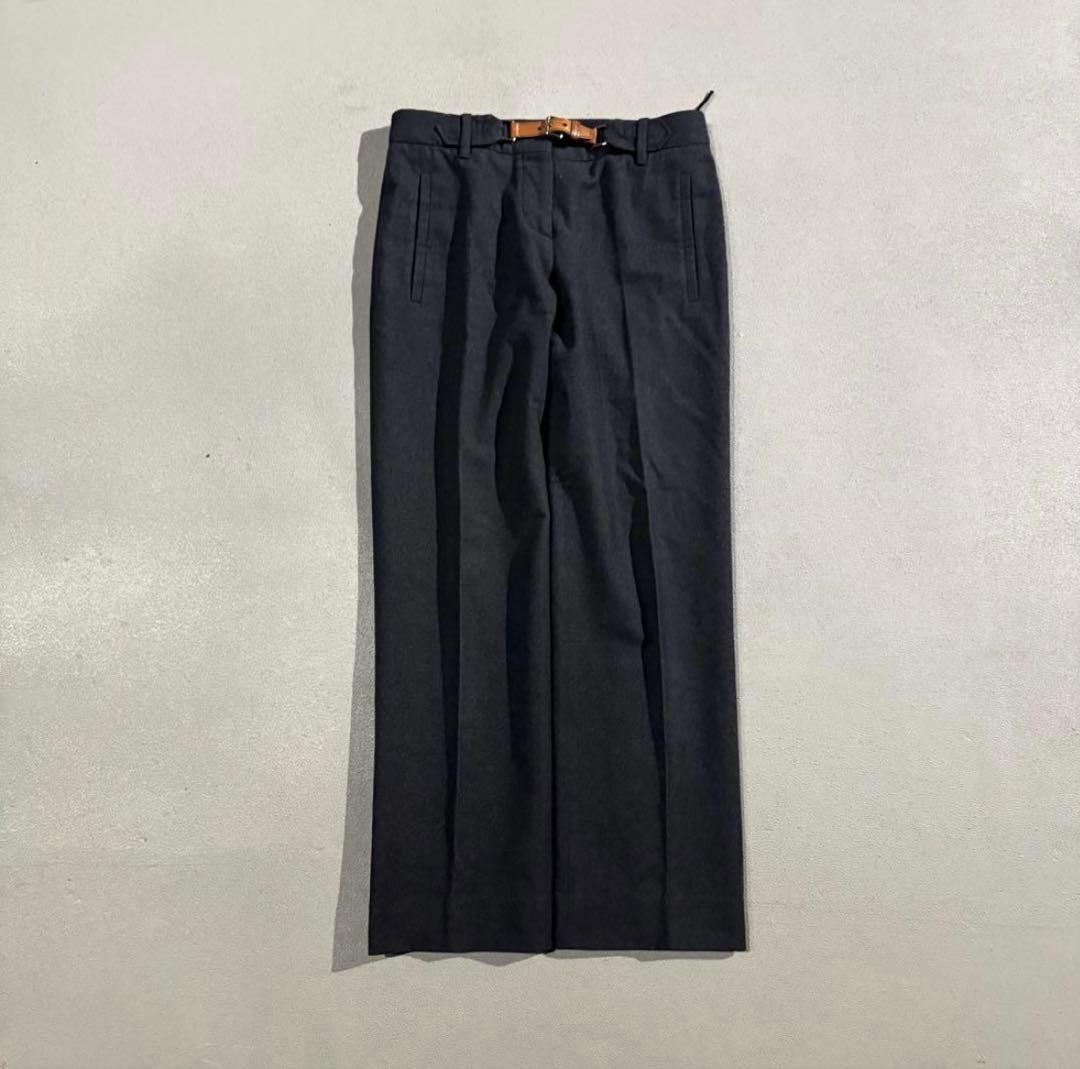 パンツ Archive PRADA leather belt slacks gray