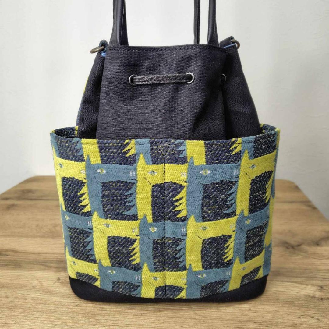 【ゆきんこ】/thoroughbredサラブレットネイビー/巾着Lサイズショル