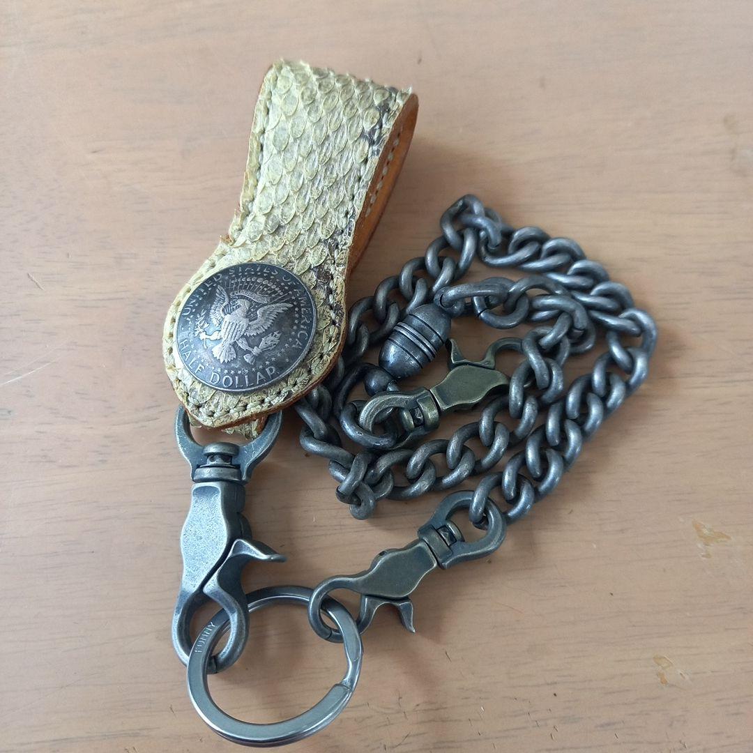 ☆FUNNYウォレットチェーン☆本革蛇革 バイカー