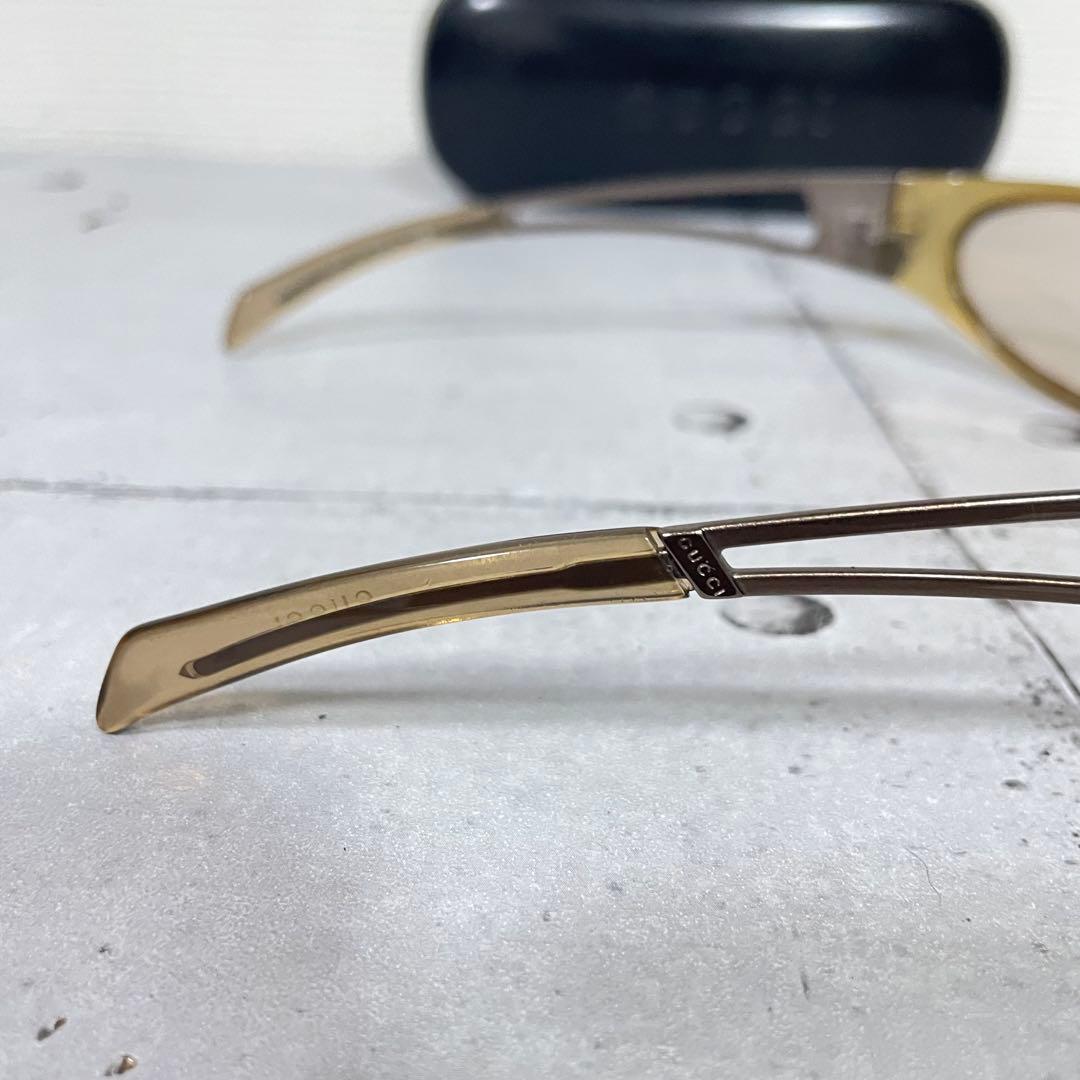 美品　グッチ　1487 インターロッキング　サイドロゴ　GGロゴ　サングラス　茶