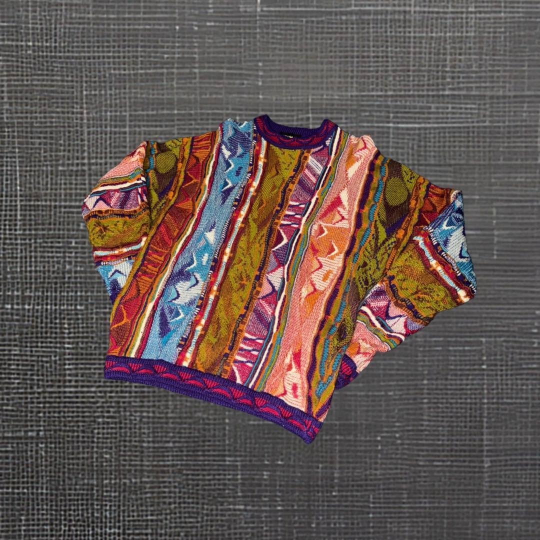 80s ~ 90s COOGI風 3Dニット セーター 総柄 vintage