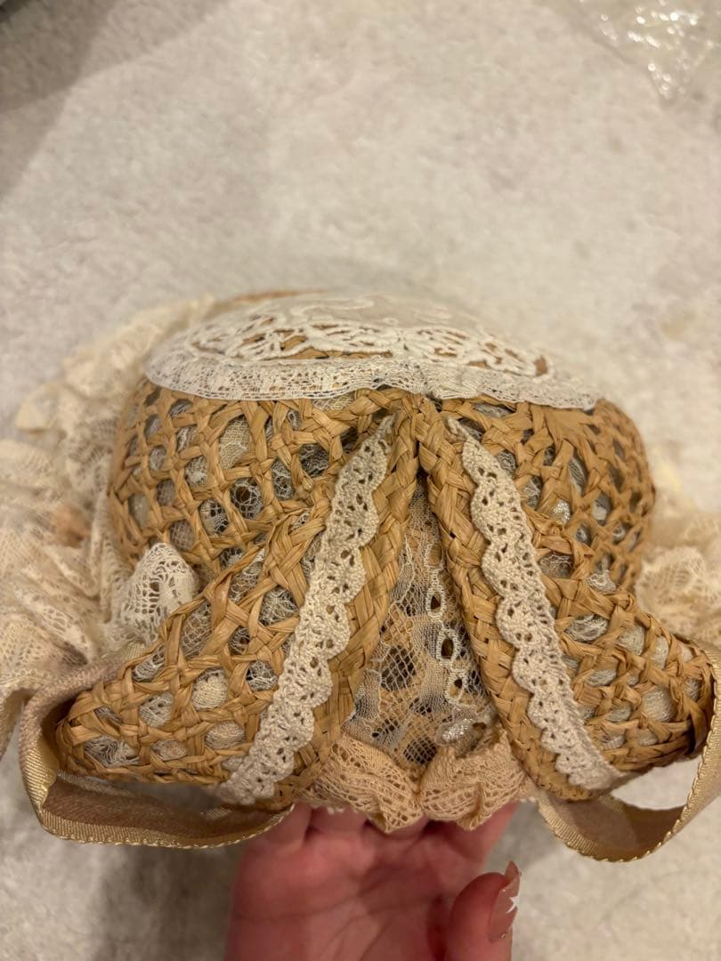 サマーピクニック　麦わらボンネット　星箱works 美品