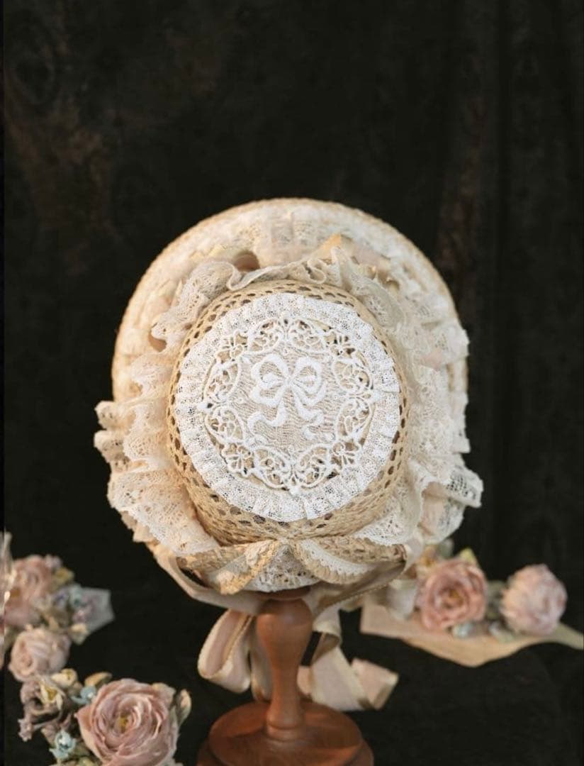 サマーピクニック　麦わらボンネット　星箱works 美品