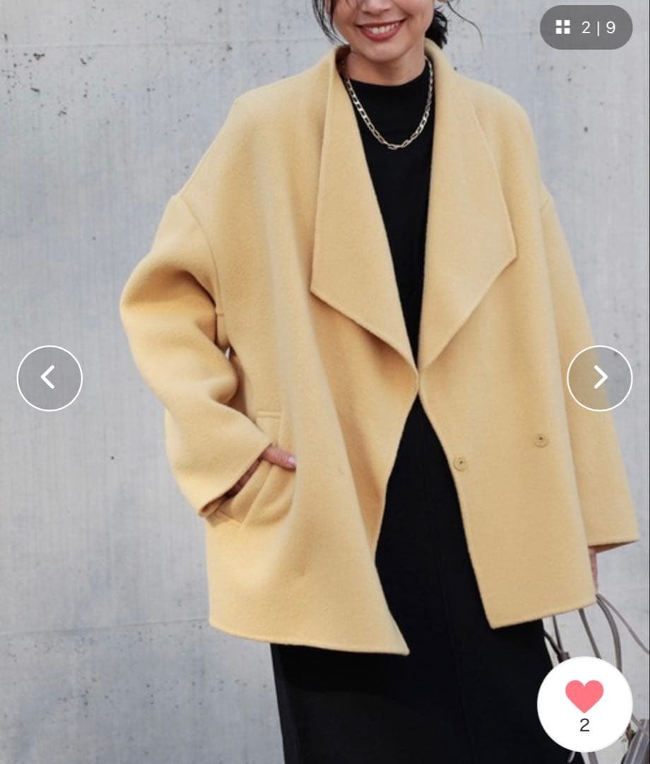 定価4万 リヴドロワ ダブルモッサミドルリバーコート ミドルコート　イエロー