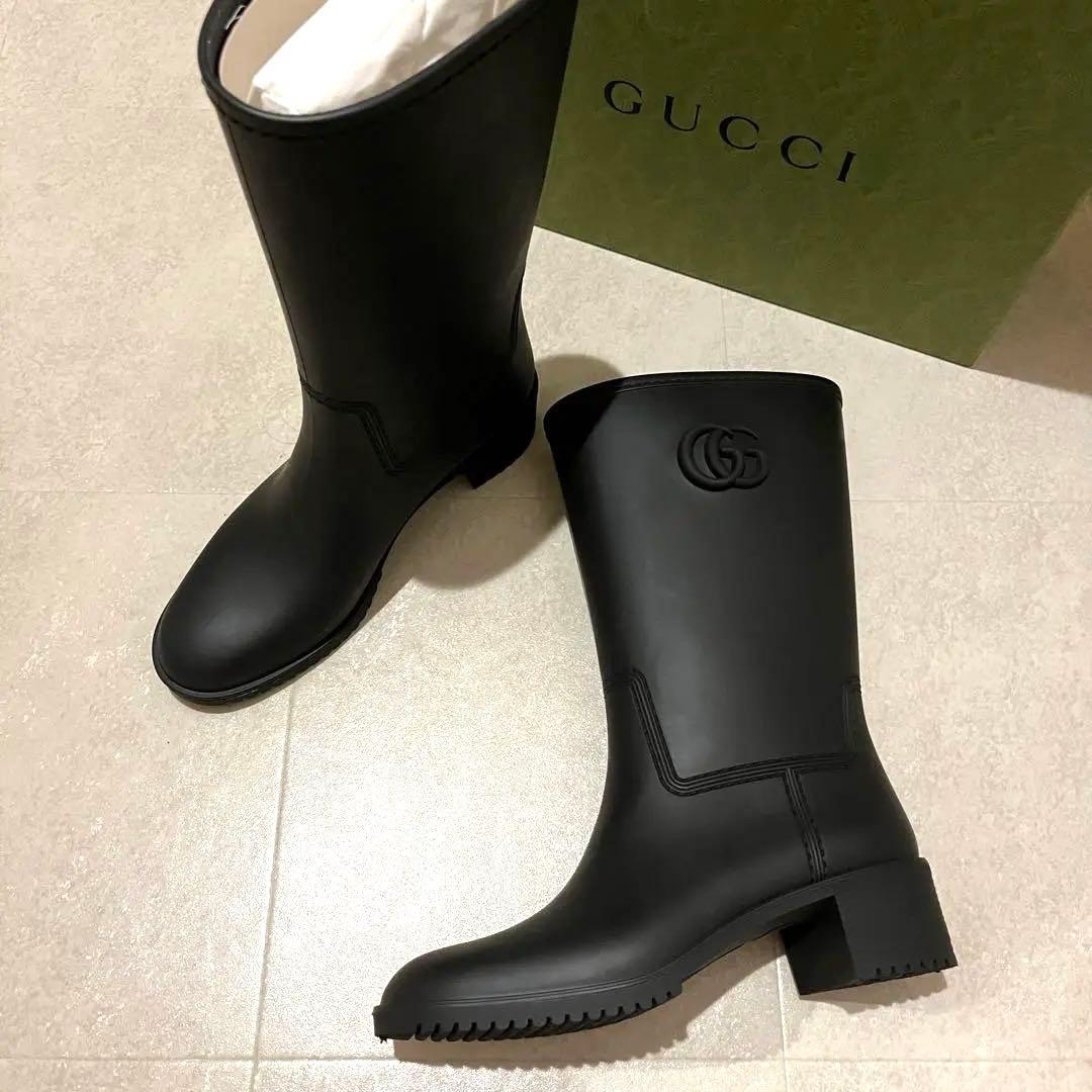 グッチ 未使用 GGマーモント レインブーツ
