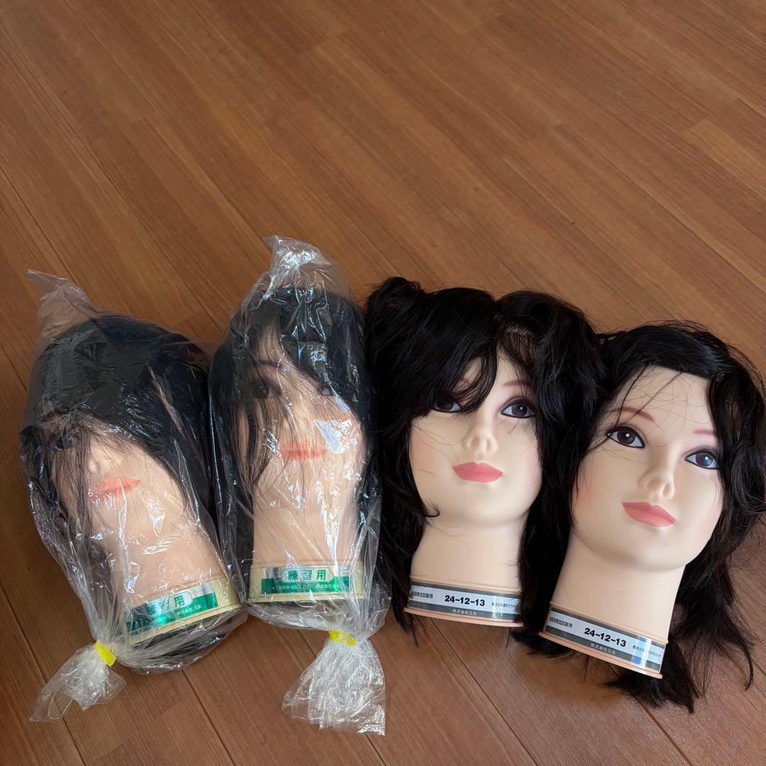 美容師国家試験 実技試験対応 練習用 新品2体 標準仕様適合モデル 使用済2体