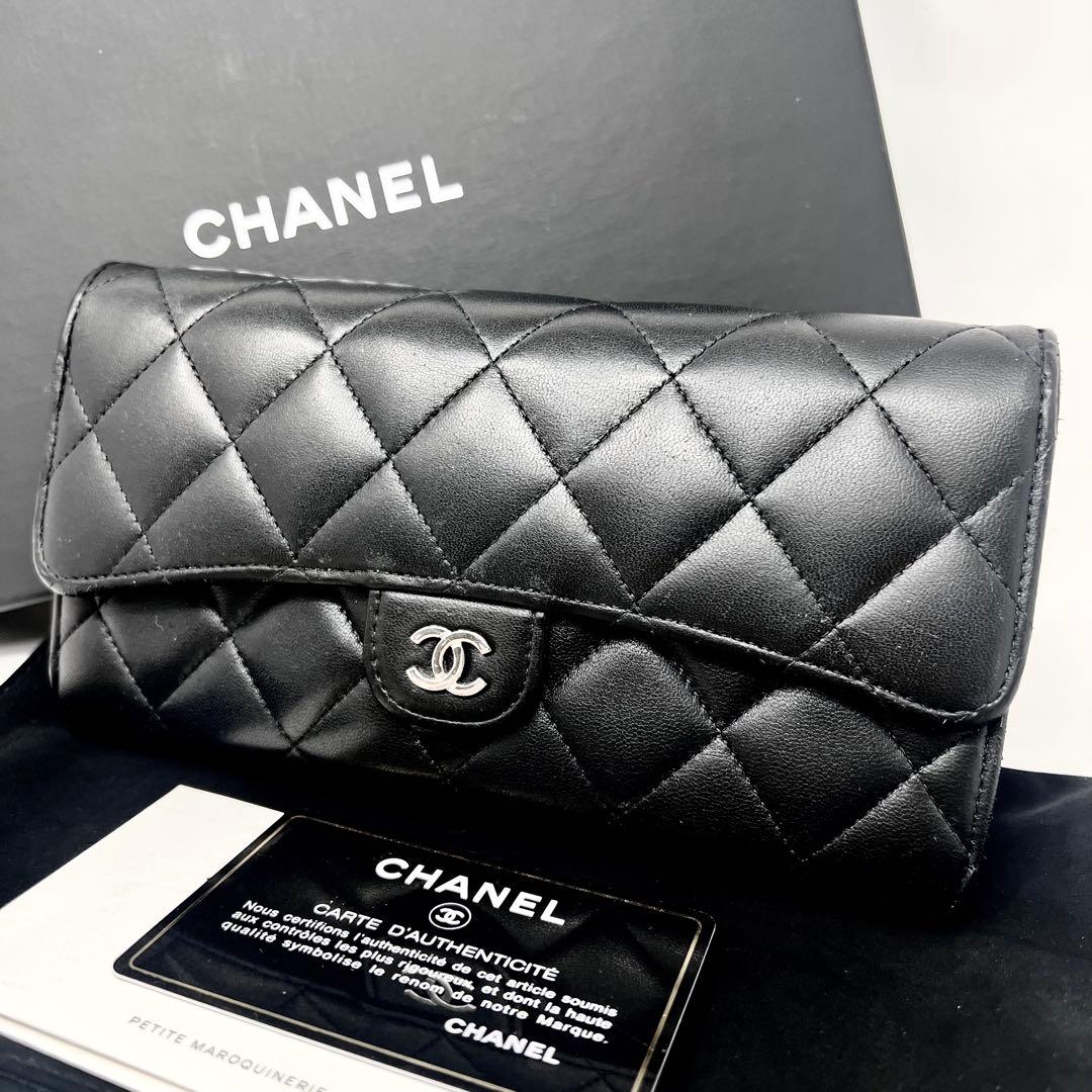 CHANEL シャネル ラムスキン マトラッセ ロングフラップウォレット 長財布