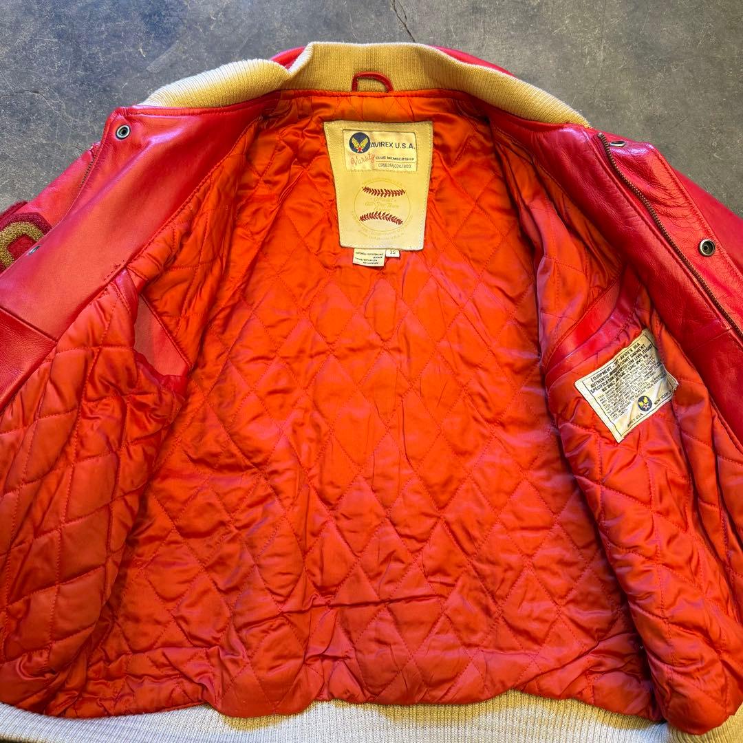 AVIREX オールレザー スタジャン レッド XS