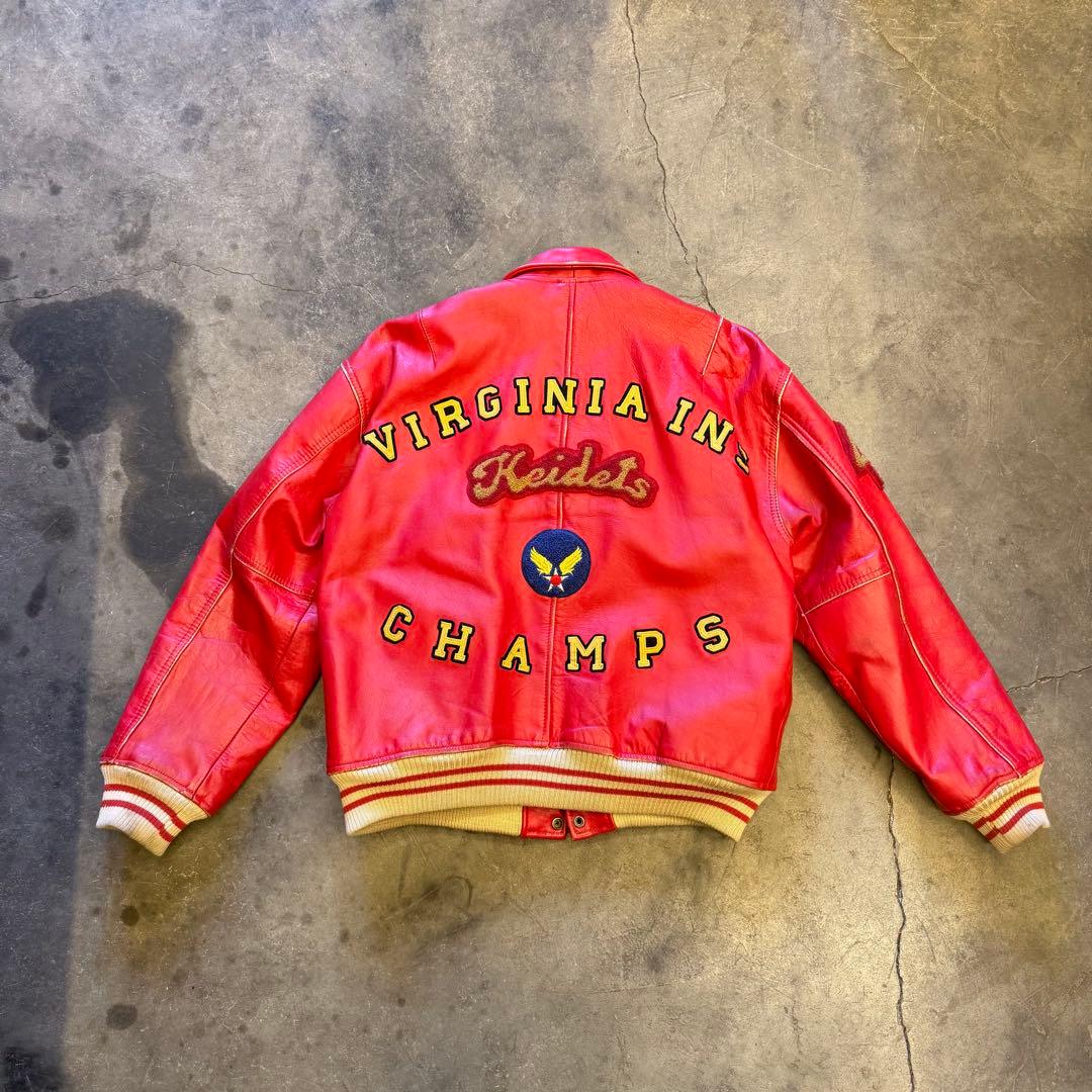 AVIREX オールレザー スタジャン レッド XS