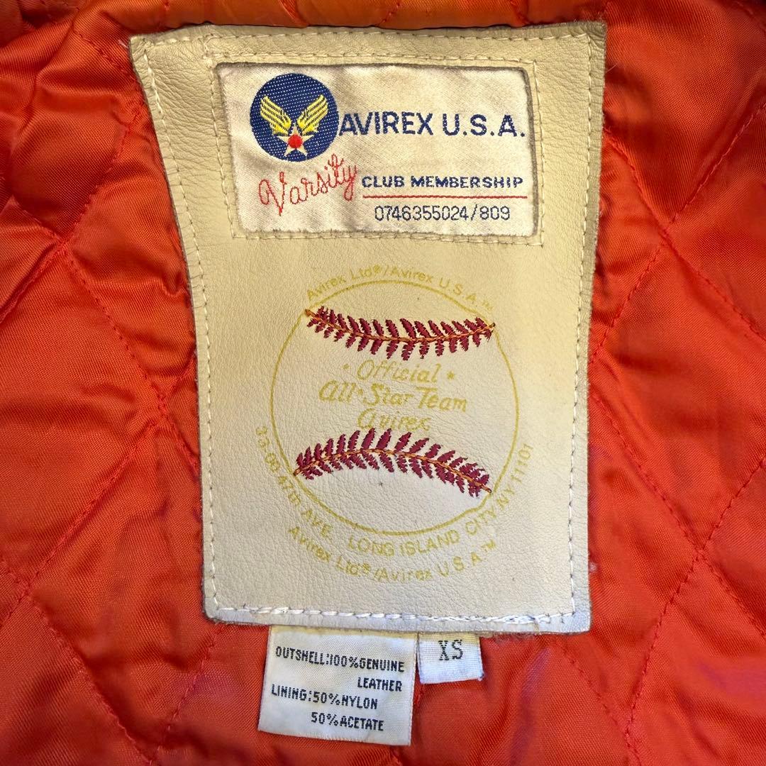AVIREX オールレザー スタジャン レッド XS
