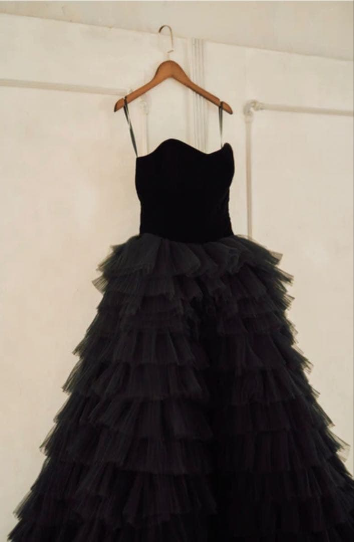 りん様：ドレスプロダクション ベロアチュールティアードドレス W302BK