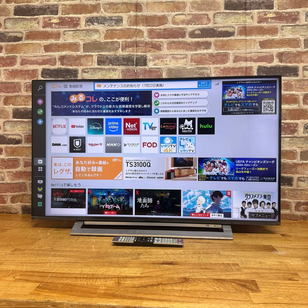 東芝 43V型 4Kチューナー搭載 液晶テレビ レグザ 43M530X W録画○
