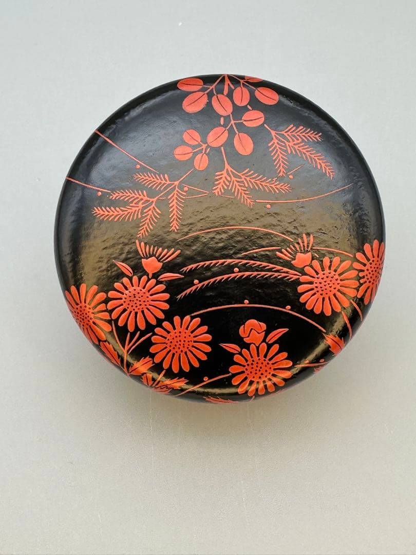 茶道具　香合　鈴木光入　秋草蒔絵