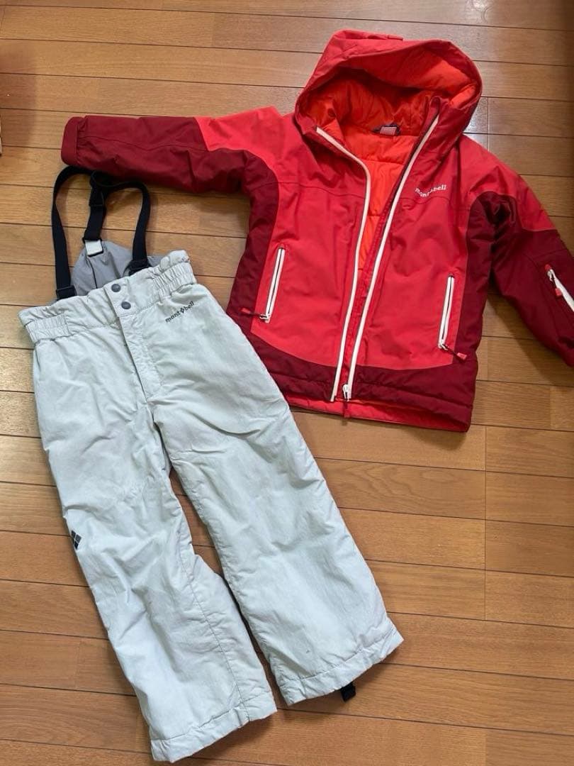 mont-bell 子供用スキーウェアセット 120サイズ 赤